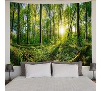 BCKAKQA Forest Tapestry Wall Hanging Green Tree and Sunshine Tapestries Nature Landscape Wall Tapestry for Bedroom Dorm Living Room Home Decoration Background Wall Blanket (230X180cm,91"X71")