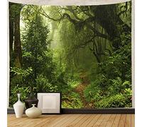 BCKAKQA Forest Wall Tapestry Large Green Tree White Misty Nature Scenery Tapestry Wall Hanging Plants Path Psychedelic Landscape Tapestry Dorm Living Room Home Wall Art Decor (150x200cm,59/''X79/'')