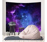 BCKAKQA Galaxy Tapestry - Psychedelic Universe Space Wall Hanging for Bedroom, Dorm, Living Room - Blue Purple Black Trippy Home Decoration (150X200cm, 59"X79")