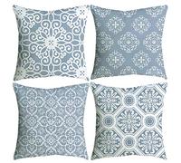 BCKAKQA Throw Pillow Covers Set of 4 Blue Grey Vintage Mandala Cushion Covers 60cm x 60cm Soft Polyester Square Decorative Throw Pillow Case for Living Room Sofa Couch Bed Pillowcases 24 x 24 inch