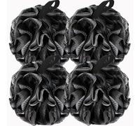 BCKENEY Bath Loofah Shower Sponge Back Scrubber Soft Mesh Shower Puffs Exfoliating Body Loofa for Women & Men Cleaning Tool Bath Accessories (4Pack 60G Charcoal Black)