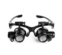 BCLGCF Head Wearing Magnifying Glass 10X 15X 20X 25X LED Double Eye Portable Magnifier Glasses Jeweler Watch Clock Repair Magnifier Loupe with 2 LED Light