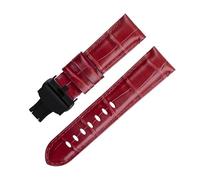 BCMCBV 20mm 22mm 24mm Soft Cowhide Genuine Bamboo Leather Watchband for Panerai Strap For PAM441/438 Series Belt Accessories(Red 4,22mm)