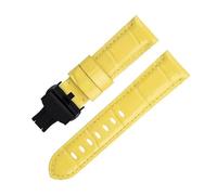 BCMCBV 20mm 22mm 24mm Soft Cowhide Genuine Bamboo Leather Watchband for Panerai Strap For PAM441/438 Series Belt Accessories(Yellow 4,20mm)