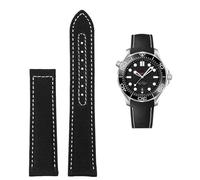 BCMCBV High Density Nylon leather strap For Omega New Seamaster 300 Super Master AT150 Fabric Leather AQUA TERRA men's strap 19mm 20mm(Black White no clasp,19mm)