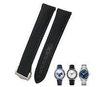 BCMCBV High Density Nylon Leather Watchband 20mm 21mm 19mm Fit For Omega Seamaster AQUA TERRA 150 GoodPlanet GMT Curved End Watch Strap(Black blue)