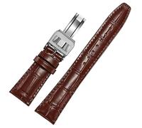 BCMCBV Leather Watch Band Compatible For IWC Replacement Straps Classic Alligator Texture 20mm 21mm 22mm For IWC Big PILOT Spitfire GUN IW5009 IW3777 Rivets Cowhide Watch Strap(Brown silver buckle,21m