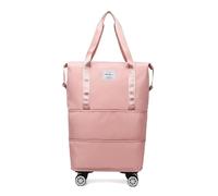 BCMCBV Oxford cloth large capacity travel bag Dry wet separation storage business travel luggage bag Detachable universal wheel(Pink)