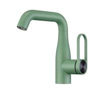 BCMCBV Vibrant Pink Yellow Gray Single Hole Basin Faucet Hot Cold Curved Gooseneck Deck Mounted Bathroom Tap(Green)