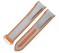 BCMCBV Watch Bracelet For Omega 300 SEAMASTER 600 PLANET OCEAN Folding Buckle Silicone Nylon Strap Watch Accessories Watch Band(Grey orange Silver,20mm)