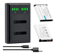 BCMCZCDC Li-40B Li-42B Battery with LCD USB Charger for Olympus Li-40B Li-42B Nikon EN-EL10 Fuji NP-45 Pentax D-Li63 Kodak Klic-7006 Casio NP-80 Fuji FinePix J10 J15 J100 J110w Pack of 2