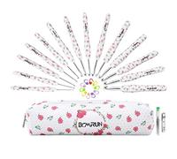 BCMRUN Crochet Hooks, 14pcs Flower Pattern 2.25mm-10mm Soft Grip Metal Crochet Needles for Crocheting & Knitting, White