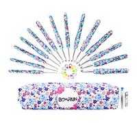 BCMRUN Crochet Hooks Set 14 Size Blue and White Porcelain Pattern Crochet Hooks with Case for Arthritis Hands, 2.25mm(B)-10mm(N) Crochet Needles for Beginners, Mothers Day Gift, Crochet Lovers (Blue)