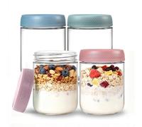 BCnmviku 16oz Mason Jar,Overnight Oats Container with Lids,Airtight Glass Jars for Milk,Fruit,Candy,Canning,Cereals,Pickling,Food Storage (6)