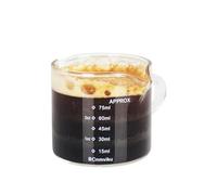 BCnmviku 75ml Espresso Measuring Cup,V-Shaped Pouring Spout Shot Glasses,Milk Jug with Handle for Barista,Coffee,Cappuccino,Latte,Liquid(1 Pack)