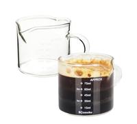 BCnmviku 75ml Espresso Measuring Cup,V-Shaped Pouring Spout Shot Glasses,Milk Jug with Handle for Barista,Coffee,Cappuccino,Latte,Liquid(2 Pack)