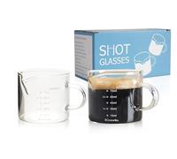 BCnmviku 75ml Espresso Shot Glass,V-Shaped Pouring Spout Glass Measuring Cup,Espresso Cup for Coffee, Cappuccino,Latte,Wine (2)