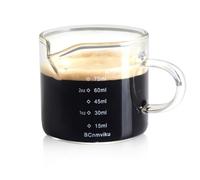 BCnmviku 75ml Espresso Shot Glass,V-Shaped Pouring Spout Glass Measuring Cup,Espresso Cup for Coffee, Cappuccino,Latte,Wine (1)