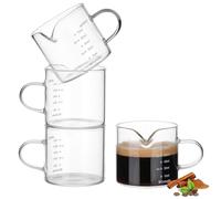 BCnmviku 75ml Espresso Shot Glass,V-Shaped Pouring Spout Glass Measuring Cup,Espresso Cup for Coffee, Cappuccino,Latte,Wine (4)