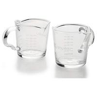 BCnmviku Espresso Measuring Cup, Double Outlets Measuring Cup Glass with Handle, 70 ml / 7 cl Shot Glasses Milk Pitcher for Barista, Cocktail, Coffee, Cappuccino (2)