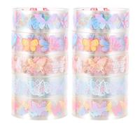 BCOATH 10 Rolls PET Decorative Tape Waterproof and Practical for Album and Handbook, 15mm Wide Butterfly Pattern Scrapbook Tape for DIY Crafts