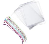 BCOATH 10 Sets Portable Star Photocard Holder with Hard Plastic Protective Sleeve and Random Color Chain, Photo Card Storage Cover for Collecting and Displaying Small Cards