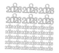 BCOATH 100pcs Alloy Year Charms for Keychains Decorative DIY Craft Pendants Tiny Alloy Keepsake Accessories for Jewelry Making and Stylish Keyring Decorations