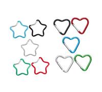 BCOATH 10pcs Aluminum Star and Heart Shaped Carabiner Clips Mini Keychain Snap Hooks Lightweight Portable Keyring Clasps for DIY Jewelry Bags Backpacks School Accessories