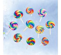 BCOATH 10Pcs Colorful Lollipop Brooch Set, Funny Rainbow Enamel Pins for Bag Clothes, Random Pattern Accessories for Backpack and Jacket Decoration