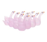 BCOATH 10Pcs Glow-In-The-Dark Mini Resin Swan Figurines Tiny Swan Garden Decorations with Moss Microlandscape Pink Party Outdoor Décor for Patio and Lawn