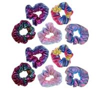BCOATH 10pcs Gradient Color Large Elastic Hair Bands for Women Soft Cloth Ponytail Holders Bulk Scrunchies with Dazzling Reflective Effect Stylish Hair Accessories for Daily and Formal