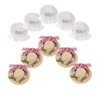 BCOATH 10pcs Mini Straw Hats Lightweight Craft Small Bowknot Lace Flower Caps for Dolls Christmas DIY Decorations Jewelry Accessories for Parties and Collectibles
