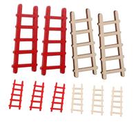 BCOATH 10pcs Miniature Wooden Ladder for Dollhouse and Garden Decor Cute Stylish Mini House Accessories Red Natural for Crafts and Role Playing