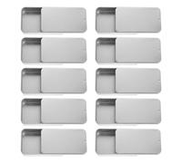 BCOATH 10pcs Rectangular Iron Storage Box with Sliding Lid Portable Metal Container for Floss Jewelry Crafts Lip Balm Pencil Organizer Compact Travel Case Multipurpose Christmas Candy