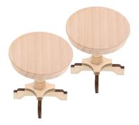 BCOATH 12 Scale Miniature Wooden Round Tea Tables for Dollhouse Living Room, Small Coffee Table Set, Dollhouse Furniture Decor for Crafts and Mini House Display