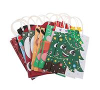 BCOATH 12pcs Christmas Kraft Paper Bags with Flat Bottom Reusable Tear-resistant Tote Party Favor Bags for Candy Treats and Stable Square Base Goodie for Holiday Presents