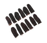 BCOATH 12Pcs Cowhide Finger Thimble Protectors for Embroidery Craft Ergonomic Finger Guards Small Portable Sewing Cots Random Colors Practical Cut Protection Random Color