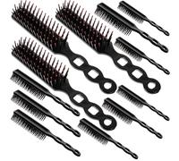 BCOATH 12pcs Creative Black Pp Hair Combs with Curved Handle for Ladies Salon Hairdressing, Convenient for Hairstyling and Massage Effect, for Homelessness Homes and Ladies Shelters