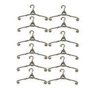 BCOATH 12pcs Mini Vintage Metal Doll Clothes Hangers for Dollhouse Antique Bronze Coat Hangers for Miniature Dresses Space Saving Display and Storage