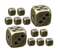 BCOATH 12pcs Solid Brass Dice Set with Rounded Corners, Retro Vintage Style 6-Sided Dice for Bar Games, Board Game Accessories, Family Gatherings, and Unique Party Decor
