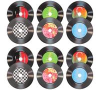 BCOATH 12pcs Vintage Vinyl Record Wall Stickers Retro Music Wall Decor for House and Ktv Tear Resistant Paper and PVC Film with Double Sided Tape Safe and Artistic Decoration