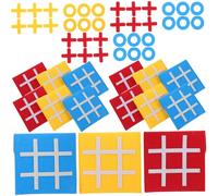 BCOATH 15pcs Felt Mini Ticktacktoe Board Game for Educational Portable Table with Red Yellow Blue Cognitive Development and Logical Thinking Party Favors for Boys