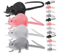 BCOATH 16 Pcs Realistic Fake Rat Miniature Mice for Halloween Decorations Kawaii Decorative Mouse Ornaments in Black White Gray Pink Party Favor and Spooky Home Garden Display