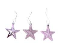 BCOATH 18Pcs Christmas Tree Star Ornaments Pink Matte and Glossy Five-pointed Stars Xmas Decor for Home Office Holiday Party Decorations