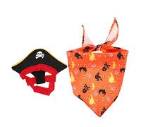 BCOATH 1set Kitten Pirate Hat and Bandana Halloween Costume for Cats and Dogs Adorable Photo Props for Parties Festivals and Cosplay Skull Pumpkin Design