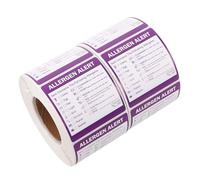 BCOATH 2-inch Allergen Warning Stickers 600pcs on Writable Adhesive Copper Paper, 2 Rolls Food Allergy Indicator Labels for Kitchen and Food Safety Compliance