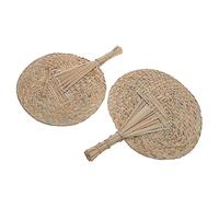 BCOATH 2 Pcs Handwoven Wheat Straw Cooling Fans Lightweight Handmade Decorative Handheld Fans for Summer Outdoor Beach Parties and Indoor Use