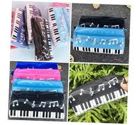 BCOATH 2 pcs Piano Pattern Pencil Pouches Large Capacity Music Symbol Pen Bags for Students Portable Stationery Storage Organizer with Smooth Zipper Black Light Blue