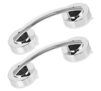 BCOATH 2 Pcs Super Power Suction Glass Door Handle Bars Portable Silver Suction Knobs for Window Door Abs Easy Install Load Capacity Suitable for Seniors Disabled Pregnancy