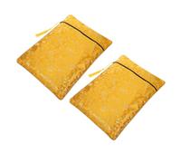 BCOATH 2 Pcs Zipper Pencil Case for Bible and Art Supplies, Multifunctional Storage Bag with Silk Cloth Material, Easy to Store, Stylish Yellow Pencil Holder for On-the-go Use